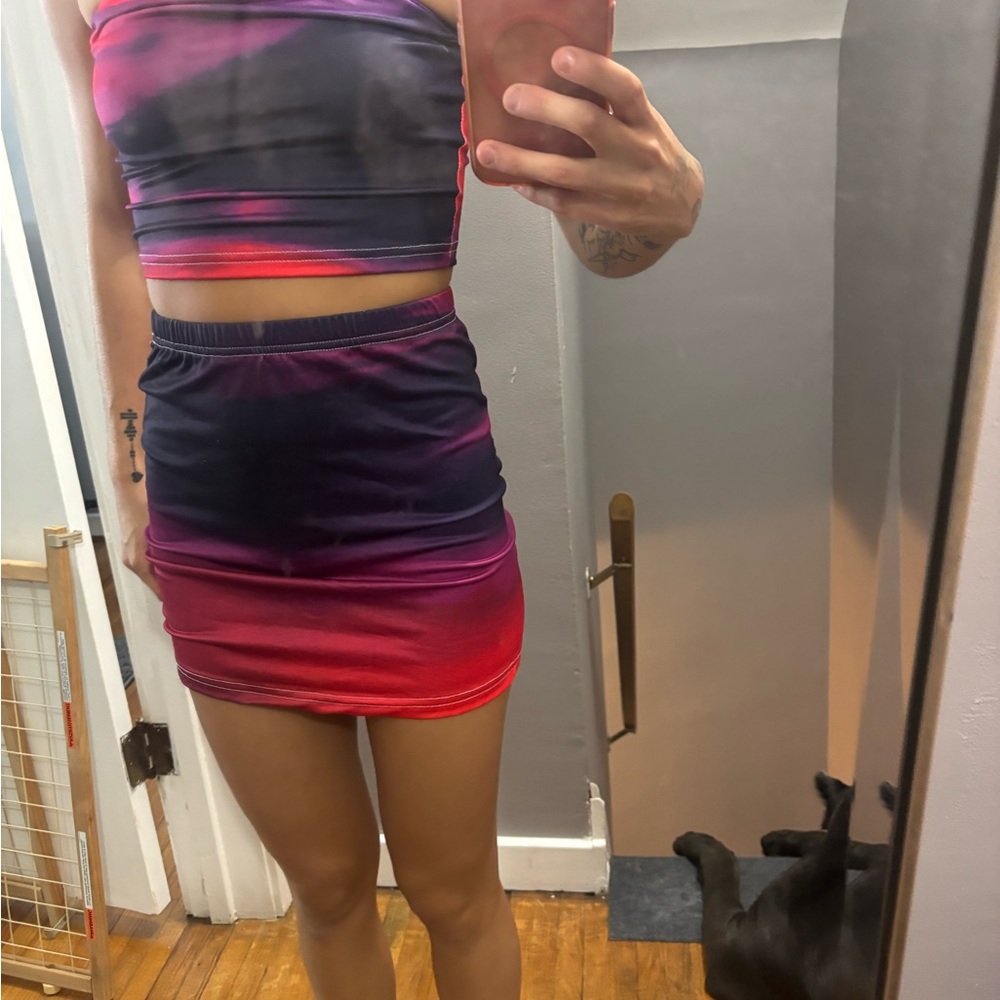 SHEIN Purple and Red Mini Dress